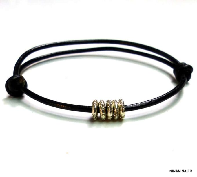 N2239terb_Bracelet_cordon_cuir_rondelles_argent_massif