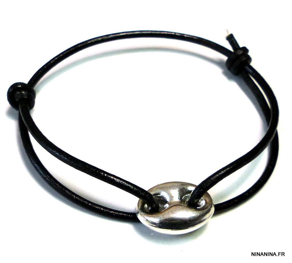 Bracelet grain de café homme Argent 925 massif – Image 6