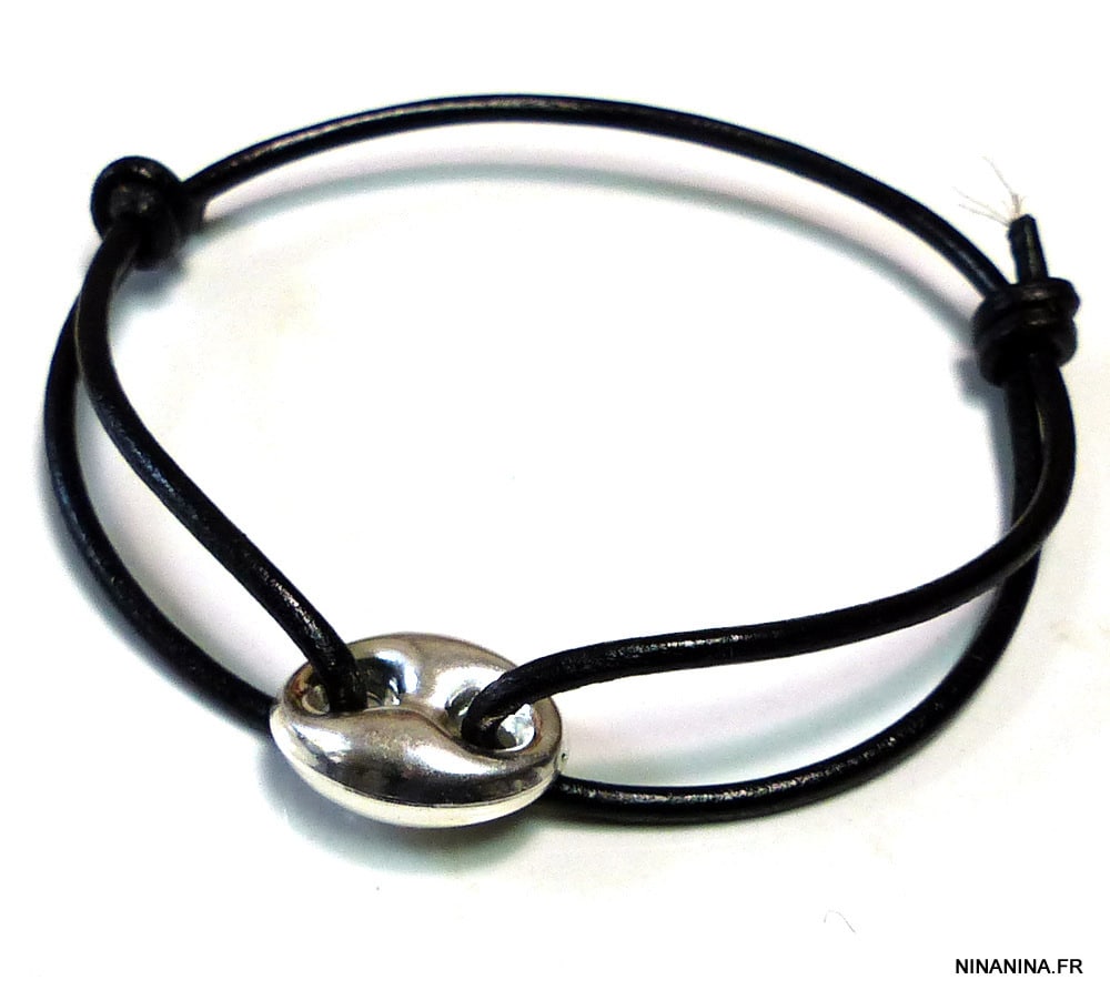 Bracelet grain de café homme Argent 925 massif – Image 10