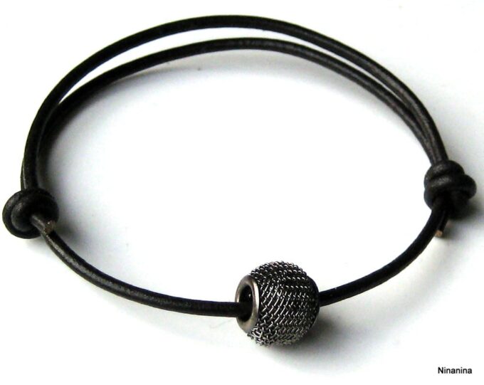 N2266a_bracelet_homme_cuir_perle_noire