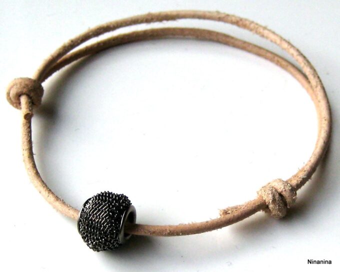 N2266d_bracelet_homme_cuir_perle_noire