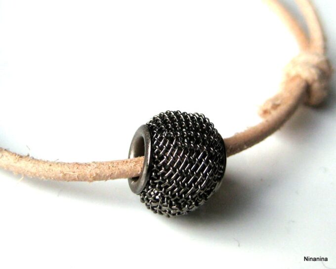 N2266e_bracelet_homme_cuir_perle_noire