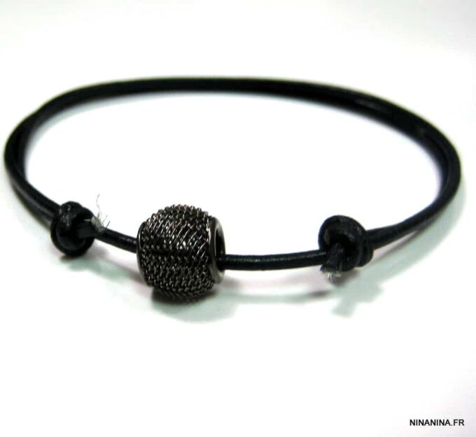 N2266terb_bracelet_cordon_cuir_perle_noire