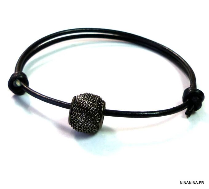 N2266terd_bracelet_cordon_cuir_perle_resille_noire