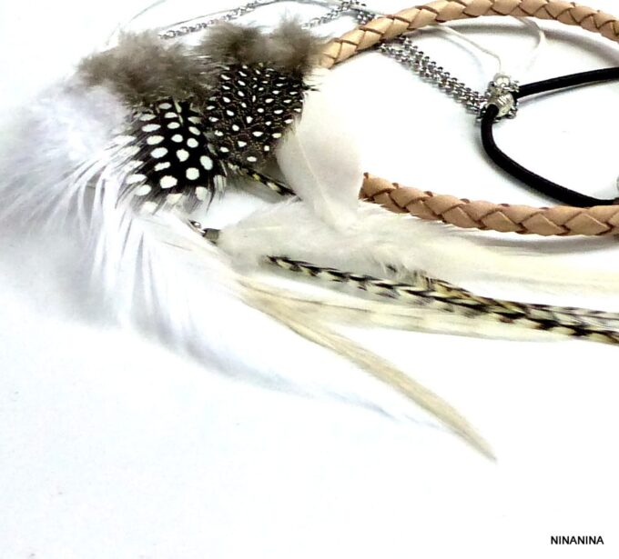 N2293term_Headband_cordon_cuir_naturel_tresse_grandes_plumes