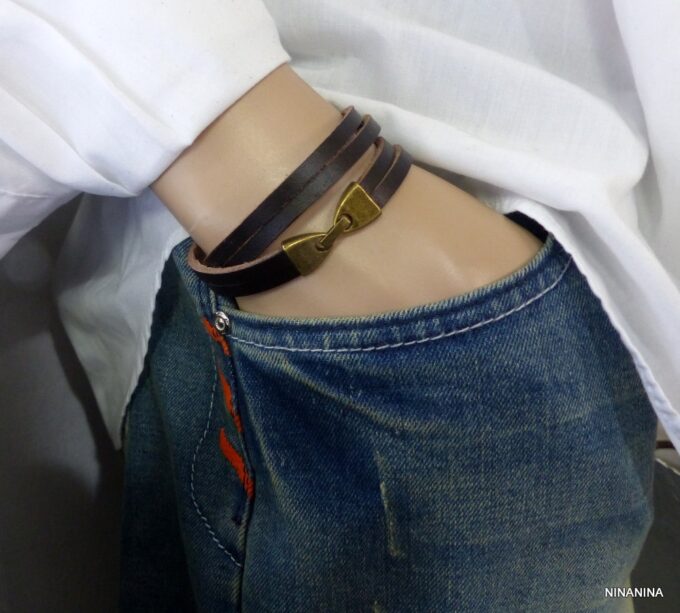 N2301a_Bracelet_homme_cuir_2_tours_fermoir_metal_bronze