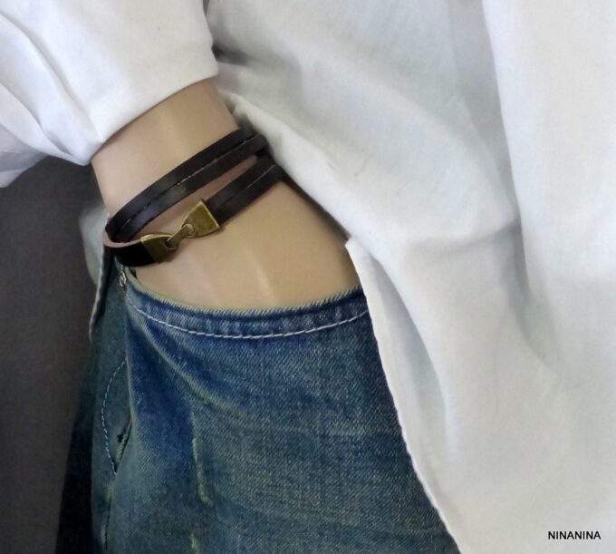 N2301b_Bracelet_homme_cuir_2_tours_fermoir_metal_bronze