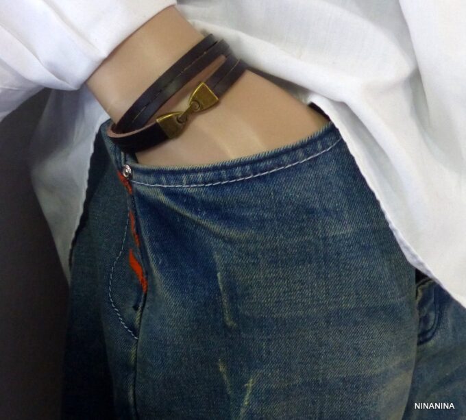 N2301c_Bracelet_homme_cuir_2_tours_fermoir_metal_bronze