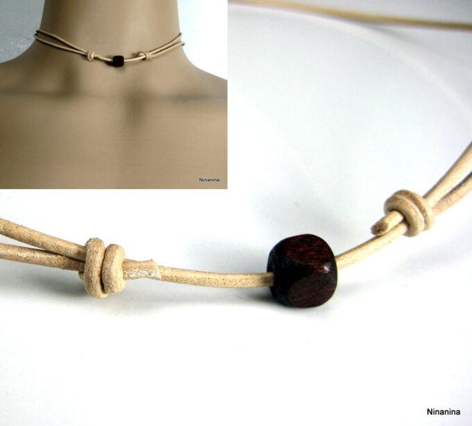 N2308terb_colier_cordon_cuir_et_perle_bois