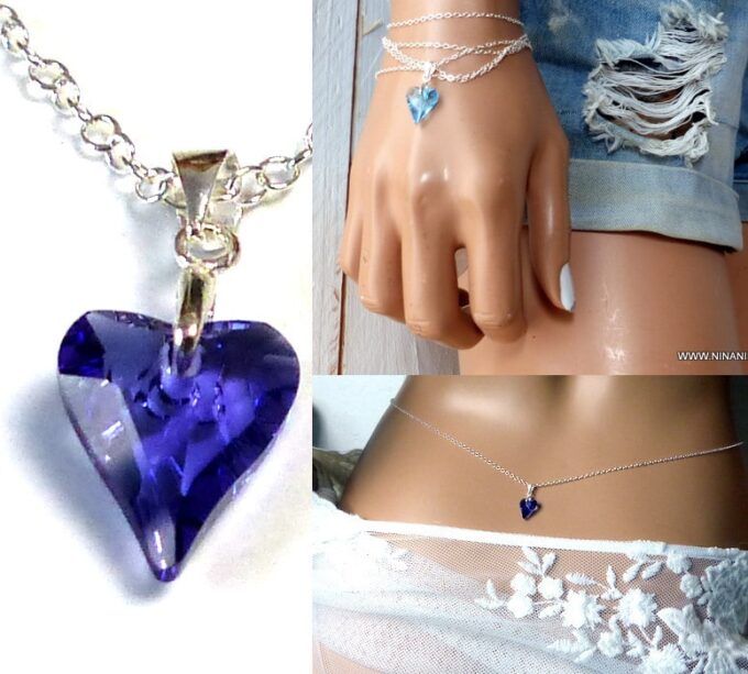 N2312a_Chaine_de_taille_argent_massif_coeur_swarovski_turquoise_-_Bijoux_Chaines_en_ligne_Ninanina-2