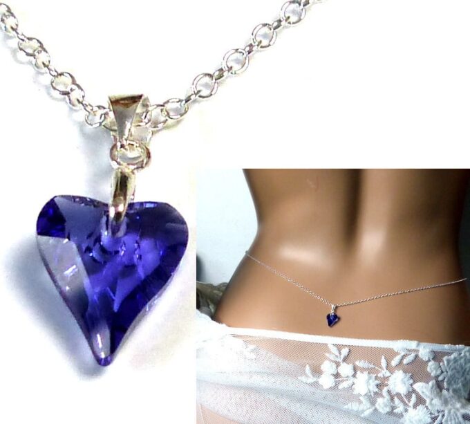 N2312c_Chaine_de_taille_argent_massif_coeur_swarovski_violet