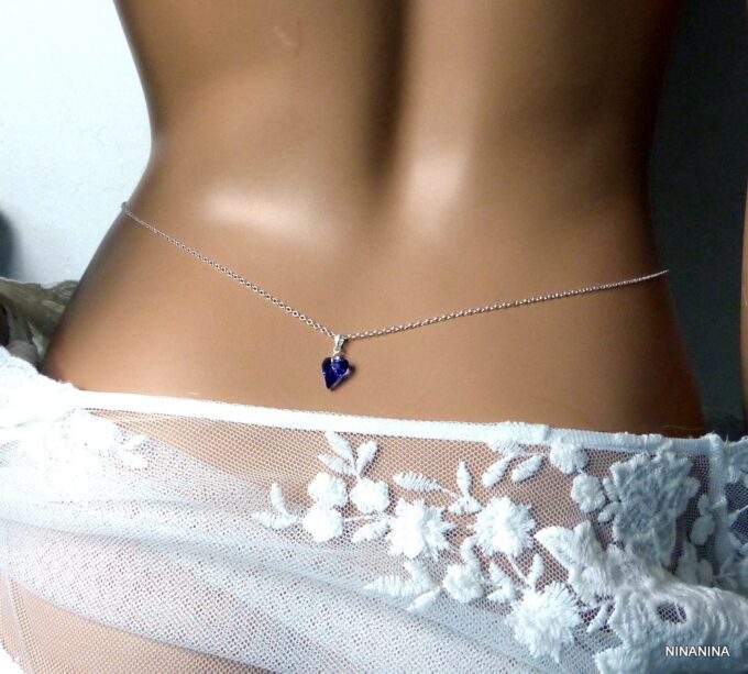 Chaine de taille Coeur Swarovski Et Argent 925 massif ...