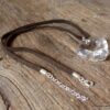 N2315 Pendentif coeur swarovski blanc collier cordon daim - Bijoux Colliers en ligne Ninanina