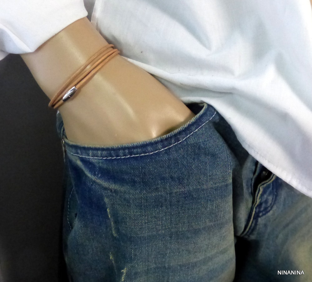 Bracelet cordon cuir fermoir acier aimanté – Image 10