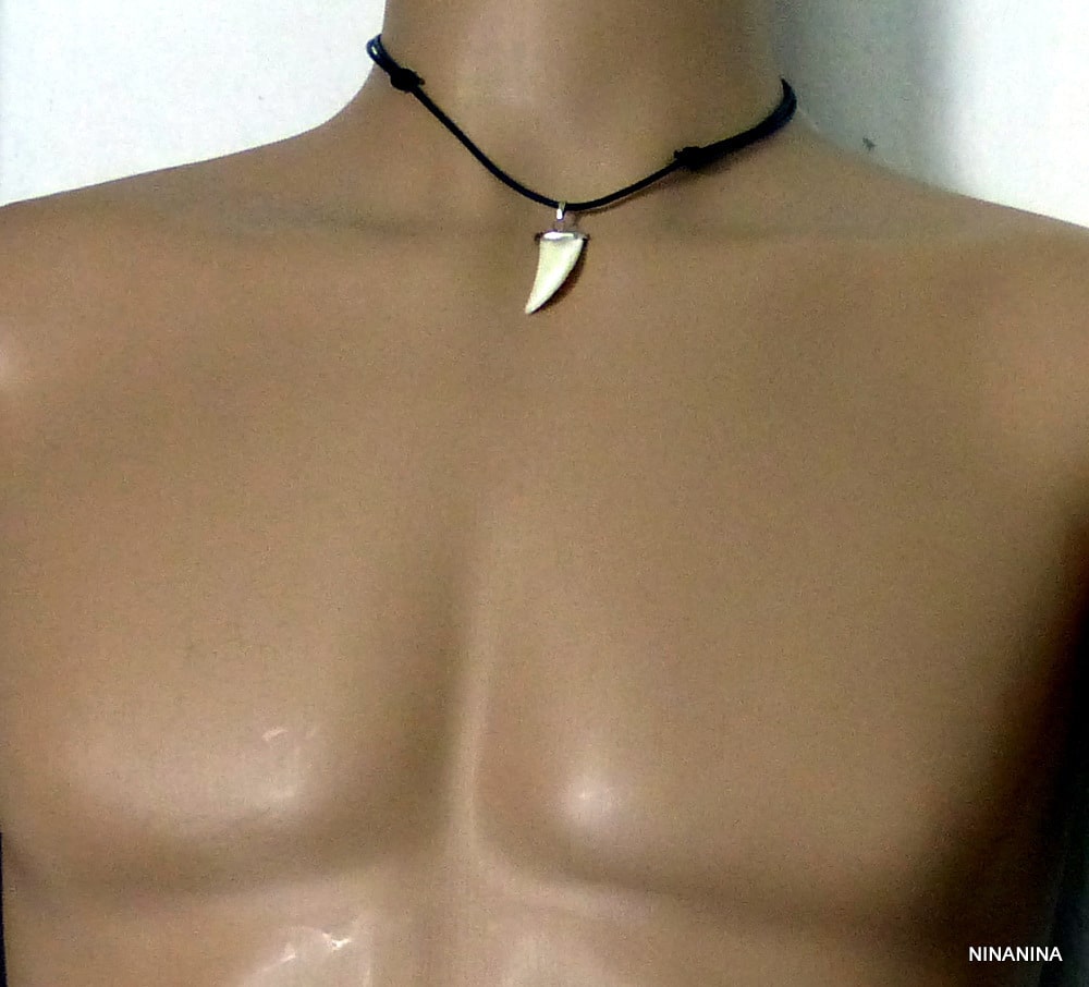Collier dent de requin cordon cuir Et Nacre – Image 10