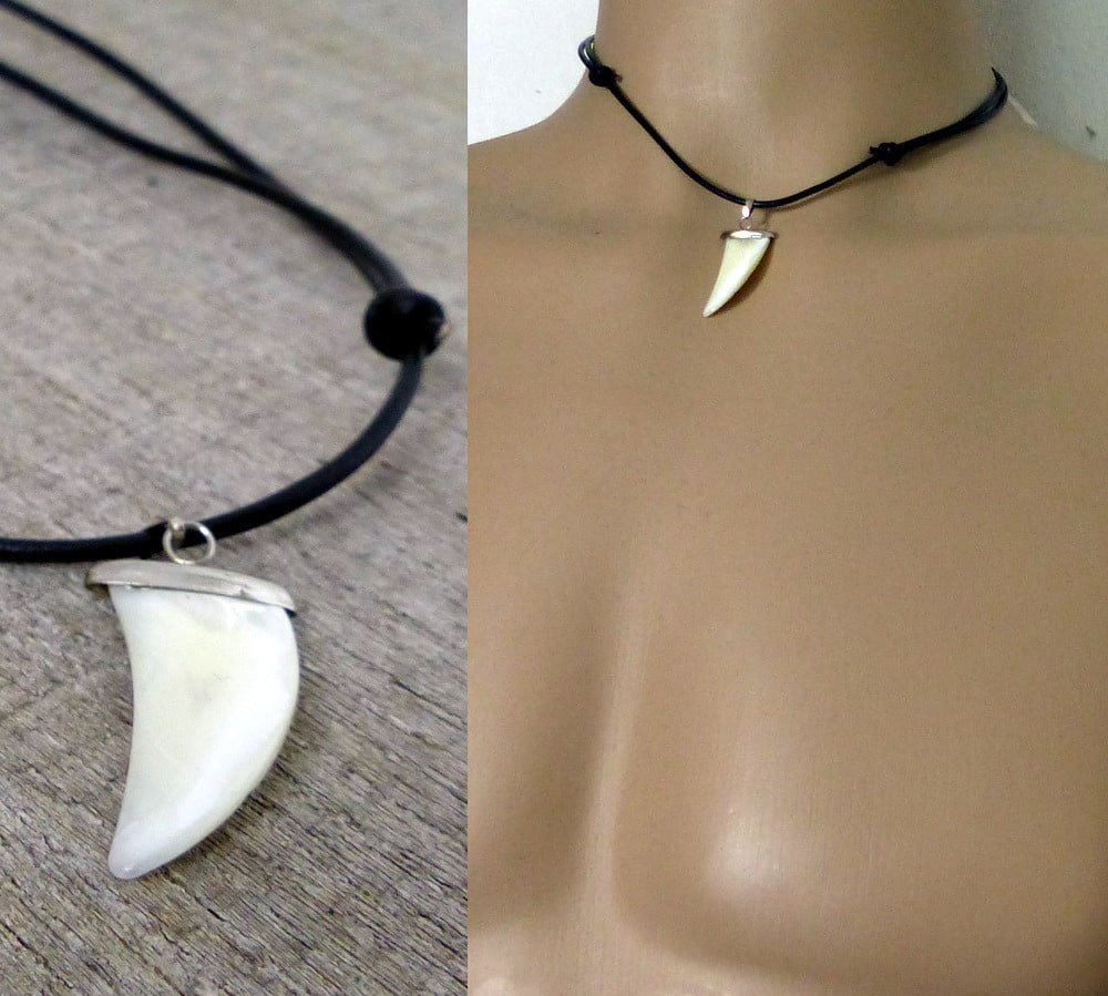 Collier dent de requin cordon cuir Et Nacre – Image 15