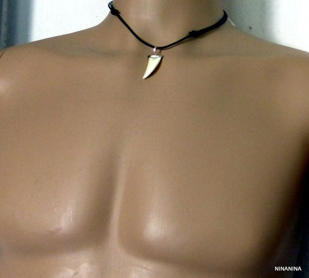 Collier dent de requin cordon cuir Et Nacre – Image 18