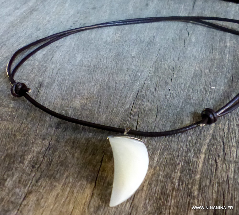 Collier dent de requin cordon cuir Et Nacre – Image 26