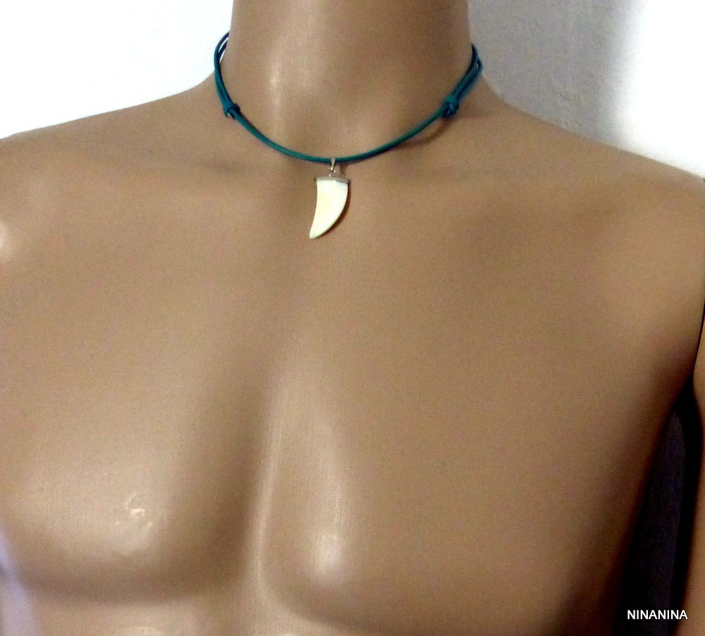 Collier dent de requin cordon cuir Et Nacre – Image 13