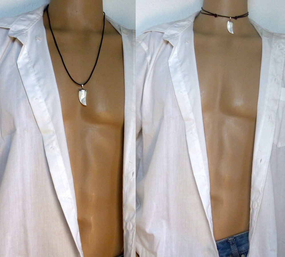 Collier dent de requin cordon cuir Et Nacre – Image 27