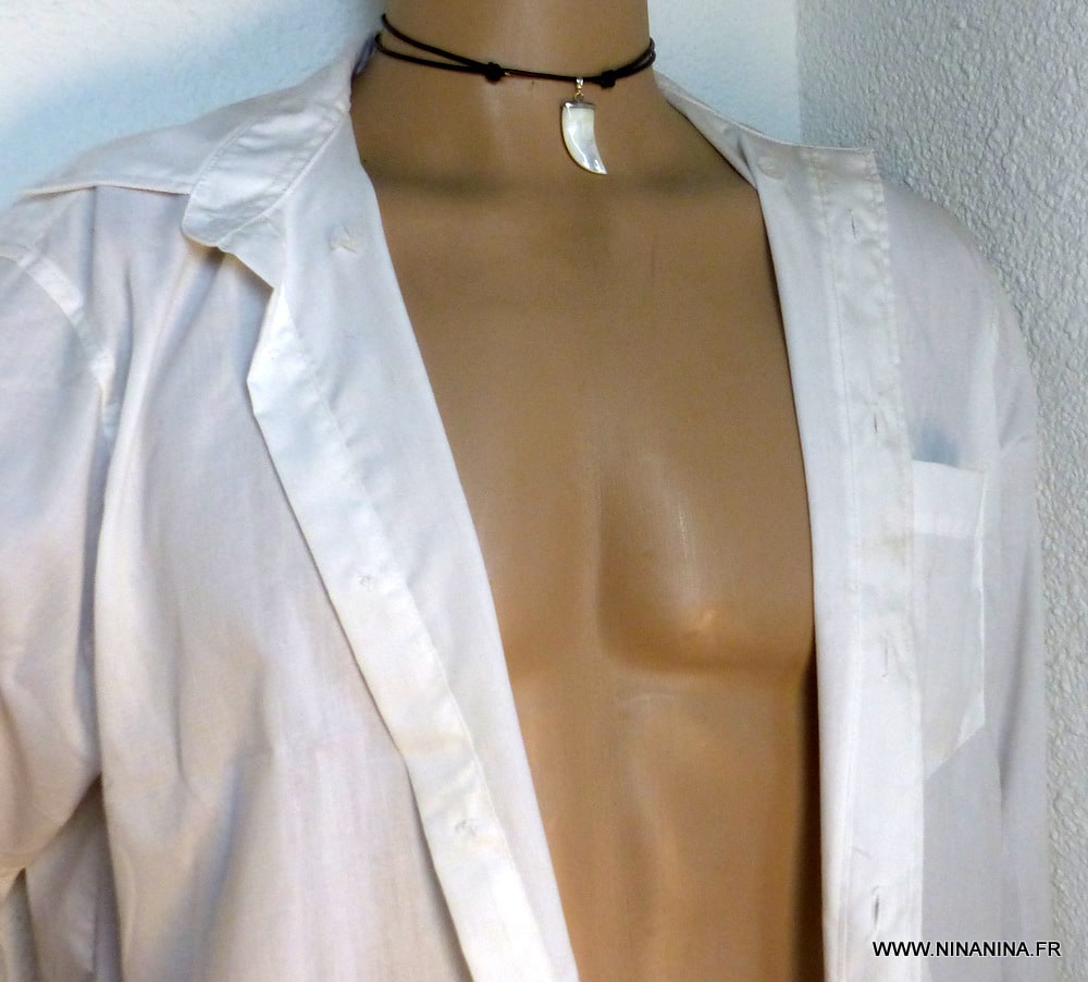 Collier dent de requin cordon cuir Et Nacre – Image 29