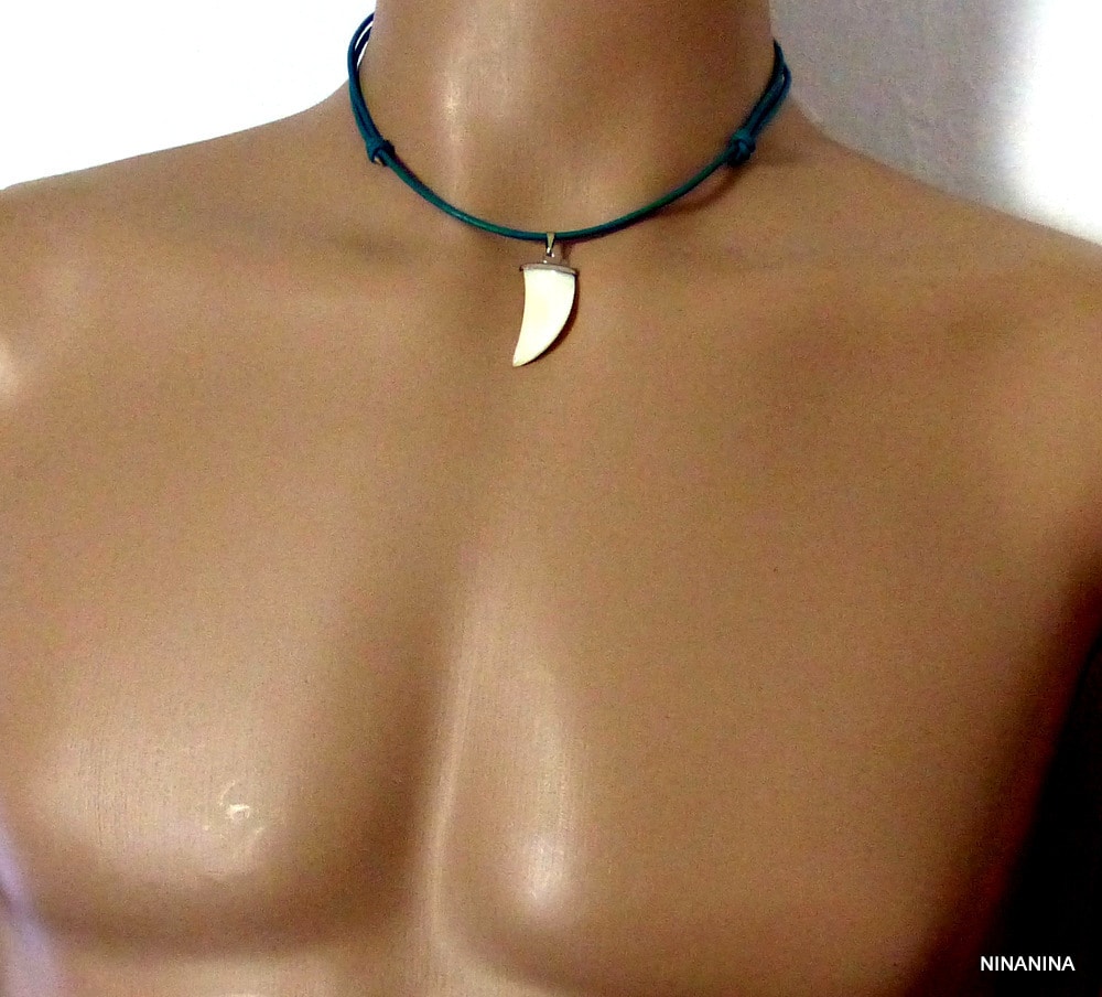 Collier dent de requin cordon cuir Et Nacre – Image 17
