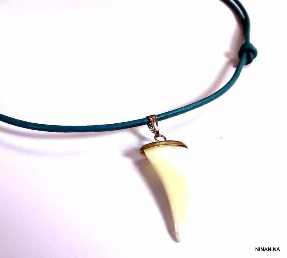 Collier dent de requin cordon cuir Et Nacre – Image 19