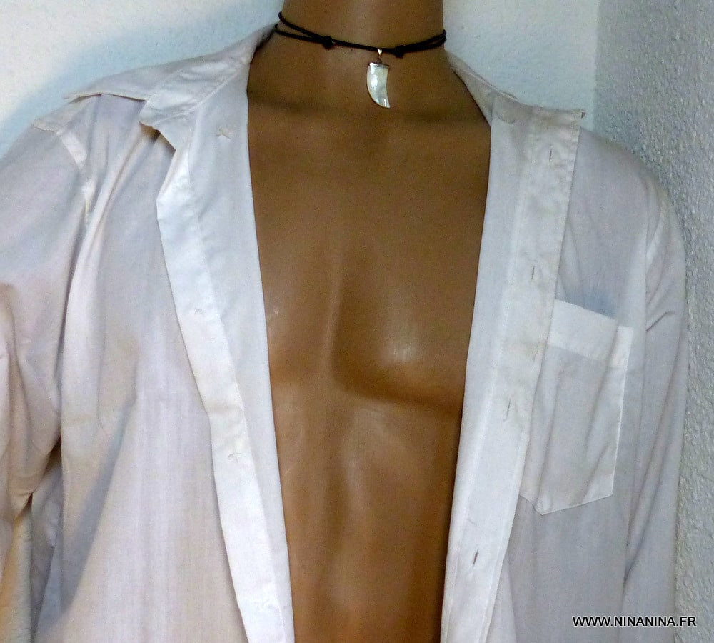 Collier dent de requin cordon cuir Et Nacre – Image 7