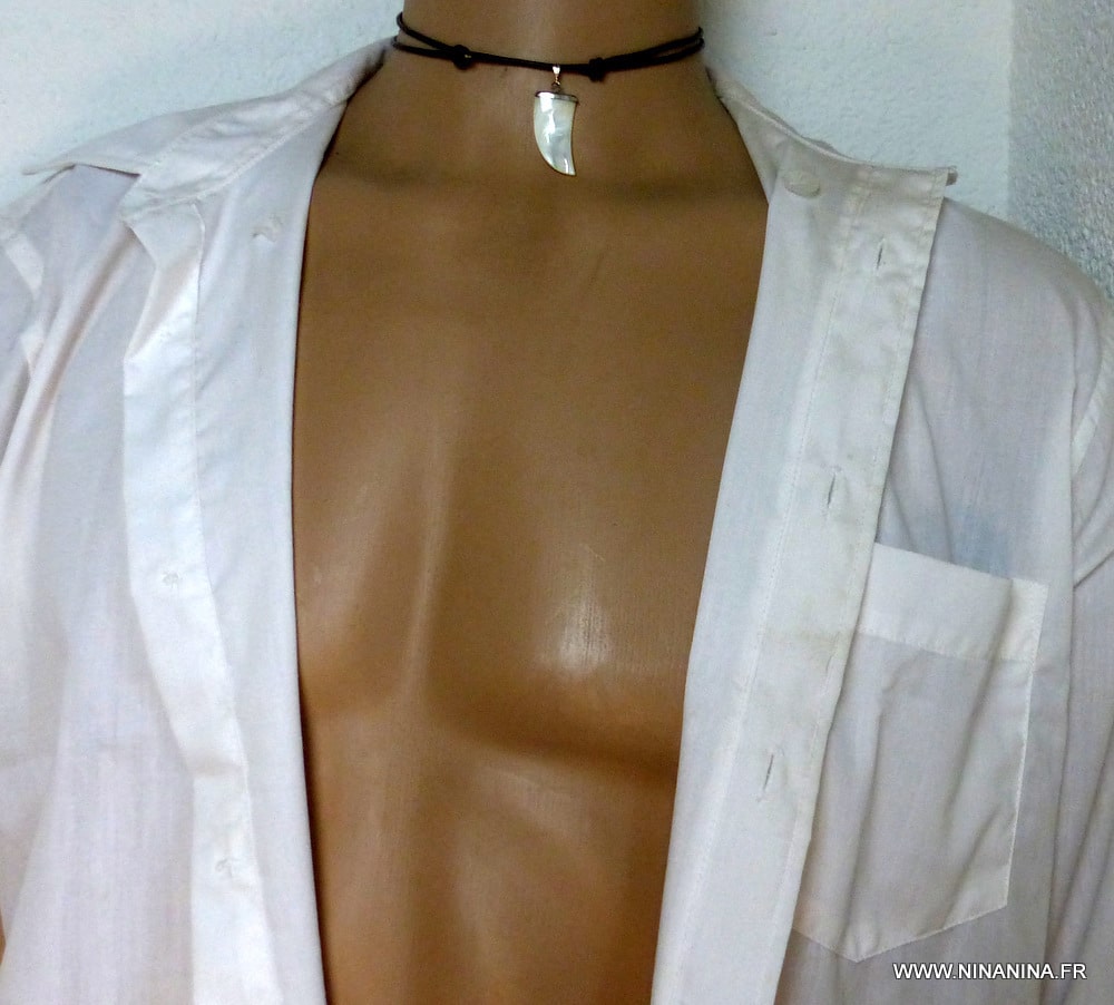 Collier dent de requin cordon cuir Et Nacre – Image 16