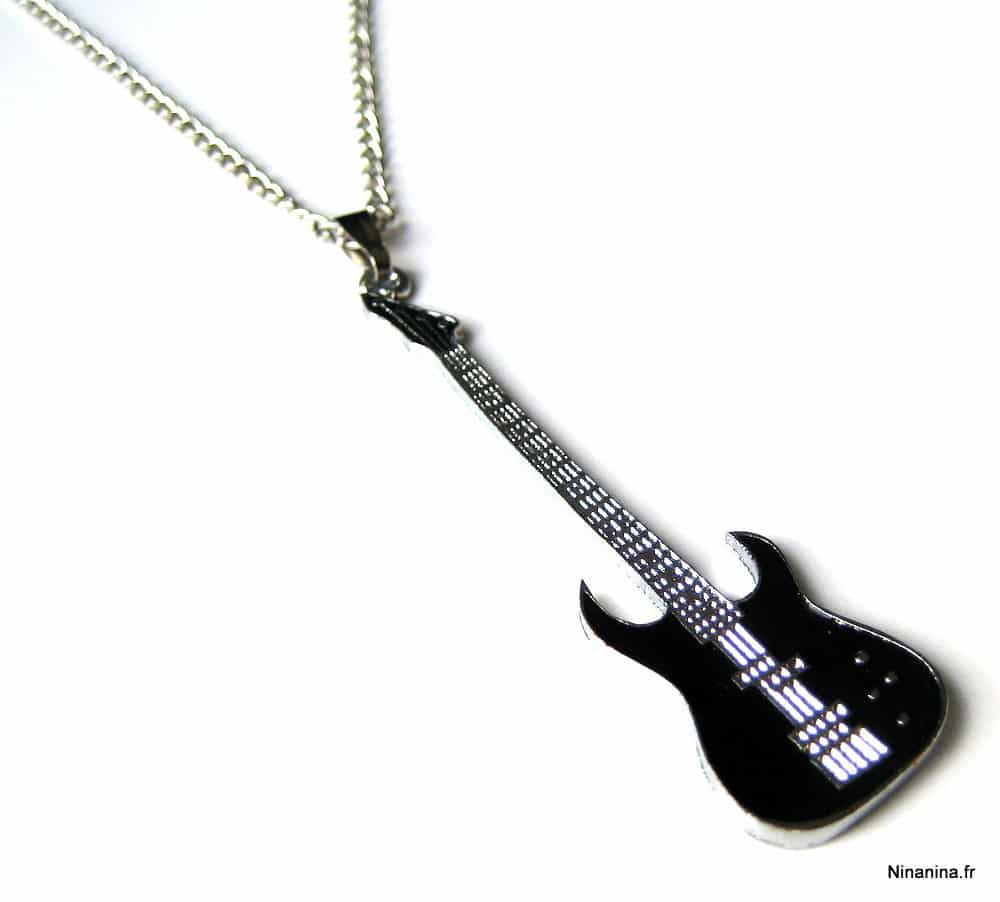 Collier homme guitare bass Acier inoxydable - Ninanina