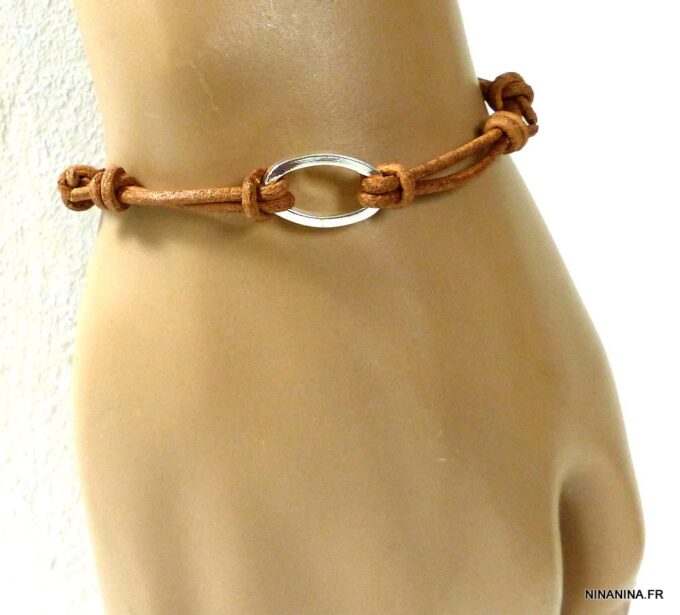 N2410terc_bracelet_cordon_cuir_anneau_plaque_argent