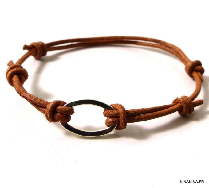 N2410terg_bracelet_cordon_cuir_anneau_plaque_argent