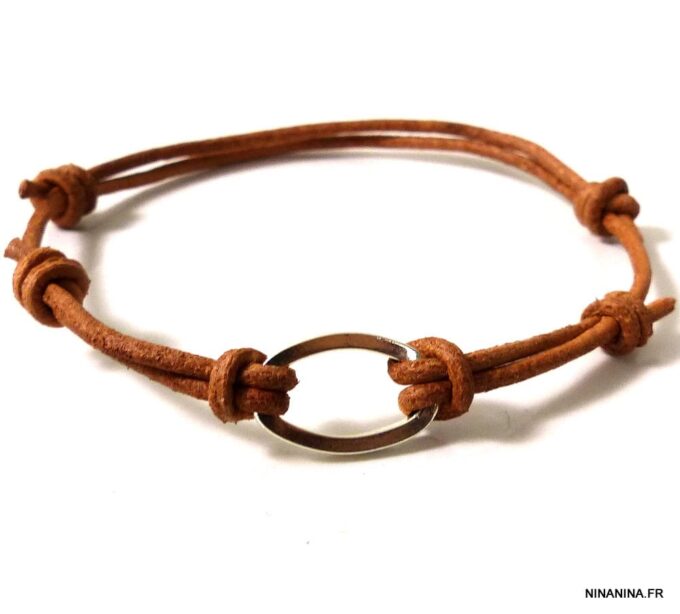 N2410teri_bracelet_cordon_cuir_anneau_plaque_argent