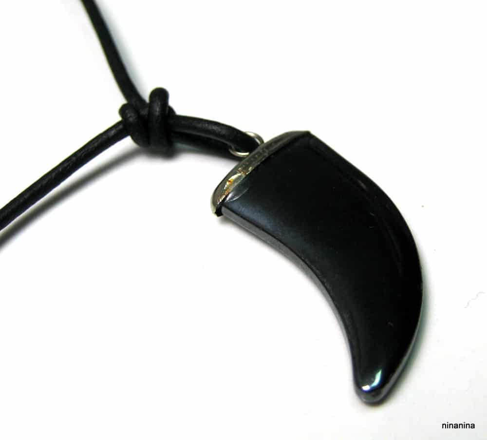 Collier homme pendentif griffe hématite sur cordon cuir réglable par noeud coulissant – Bijou tendance, ajustable et artisanal – Image 4