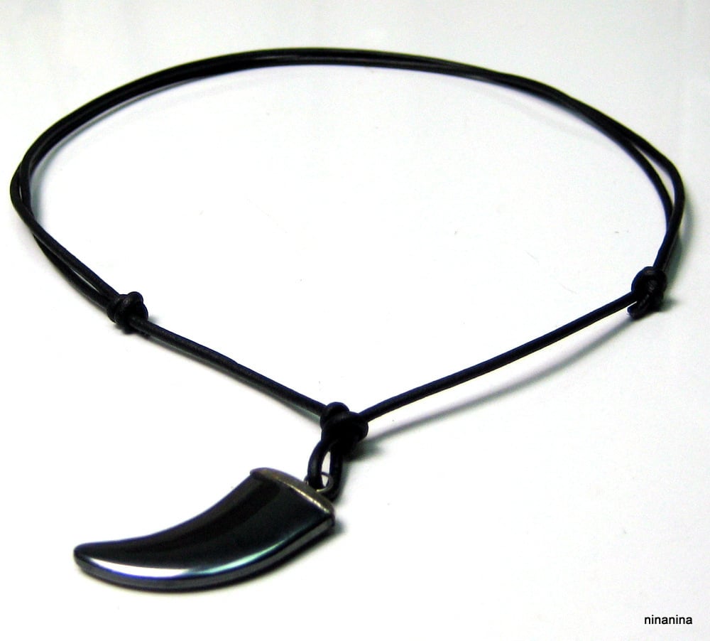Collier homme pendentif griffe hématite sur cordon cuir réglable par noeud coulissant – Bijou tendance, ajustable et artisanal – Image 7