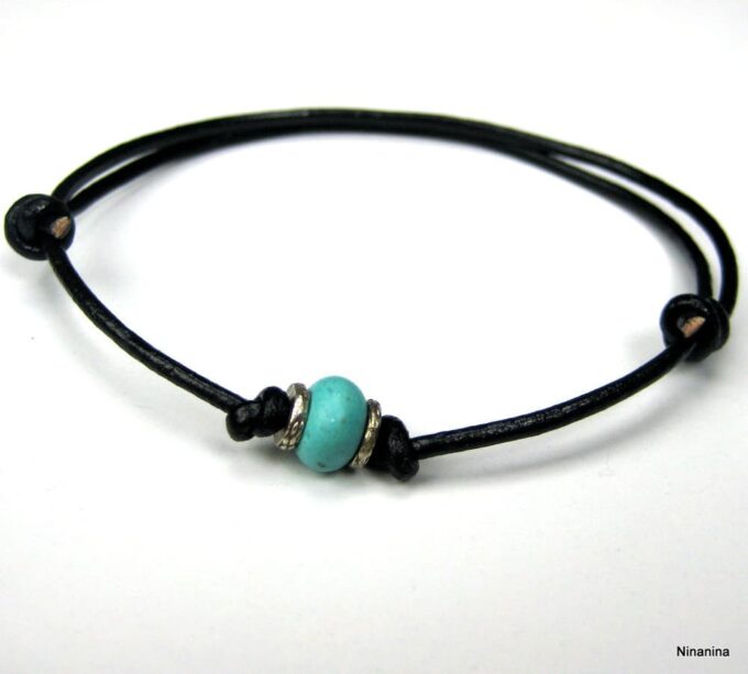 N2435ter_bracelet_cuir_argent_massif_turquoise