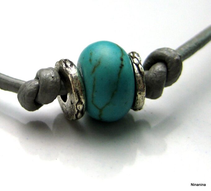 N2435terb_bracelet_cordon_cuir_turquoise_et_argent_massif