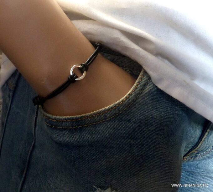 N2436a_-_Bracelet_cordon_cuir_homme_anneau_Argent_plaque_-_Bijoux_Bracelets_en_ligne_Ninanina