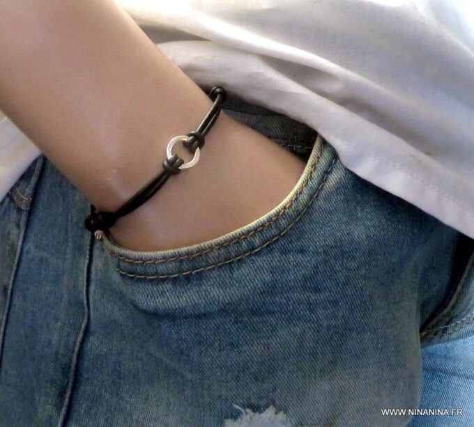 N2436c_-_Bracelet_cordon_cuir_homme_anneau_Argent_plaque_-_Bijoux_Bracelets_en_ligne_Ninanina
