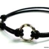 N2453ter_Bracelet_cordon_cuir_anneau_argent_massif_martele