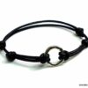 N2453terc_Bracelet_cordon_cuir_anneau_argent_massif_martele