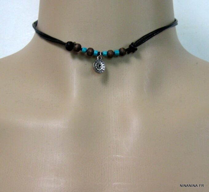 N2458terb_collier_cordon_cuir_et_perles_bois_turquoise