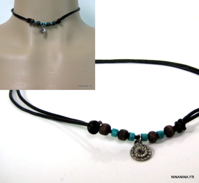 N2458tere_collier_cordon_cuir_et_perles_bois_turquoise