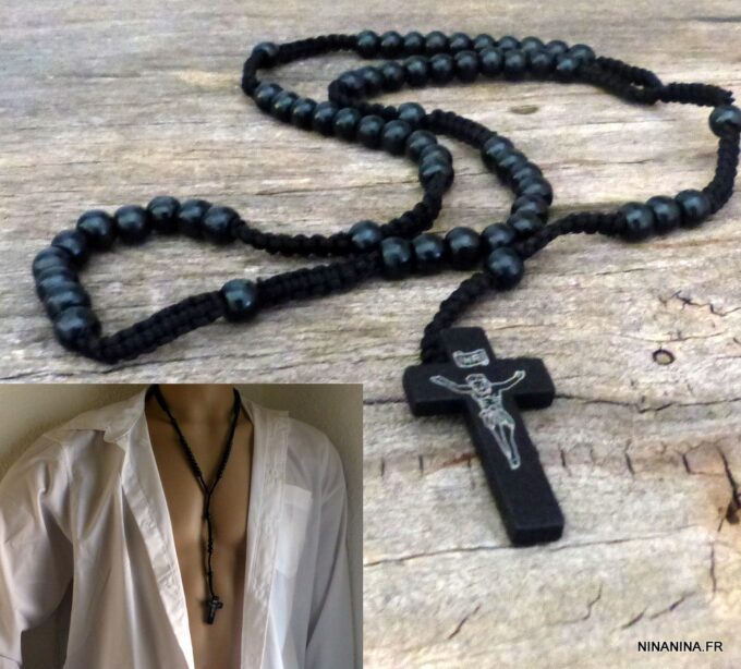 N2465d_Collier_homme_chapelet_rosaire_perles_bois_noires_NINANINA