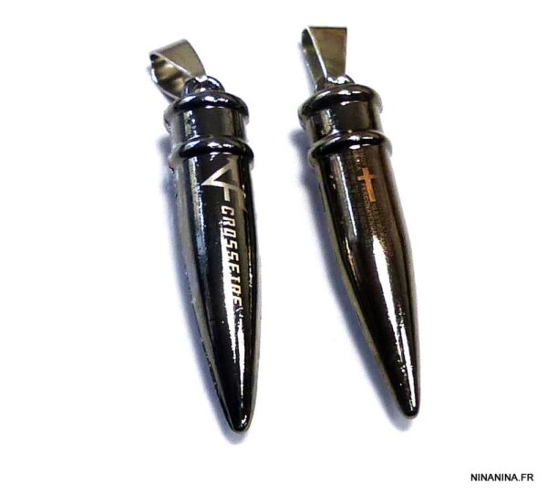 Collier Homme Pendentif Balle - Style Gangster, Alliage Noir, Bijou Fantaisie Neuf Avec étiquettes