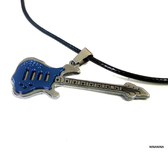 N2471terk_Collier_homme_cordon_guitare_bass_bleue