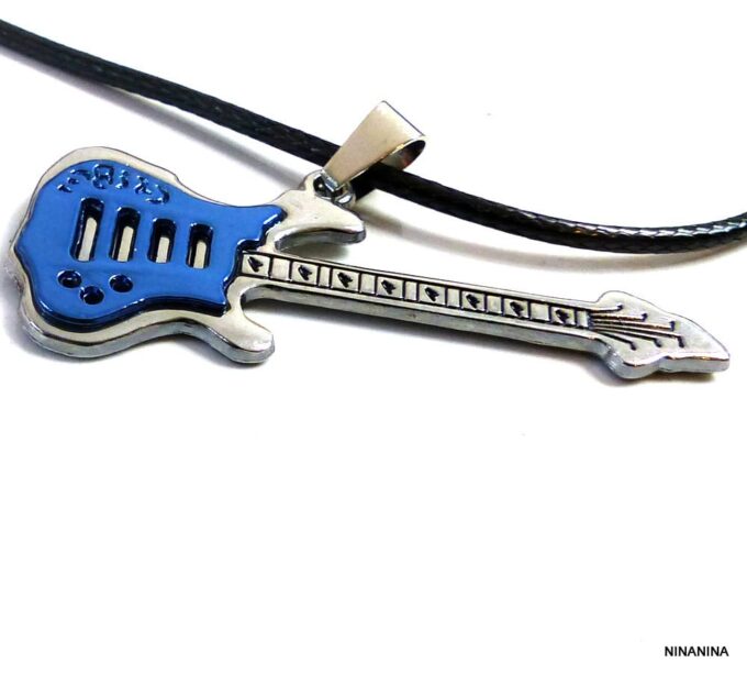 N2471term_Collier_homme_cordon_guitare_bass_bleue