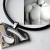 N2481collier_homme_superman_cuir_argent