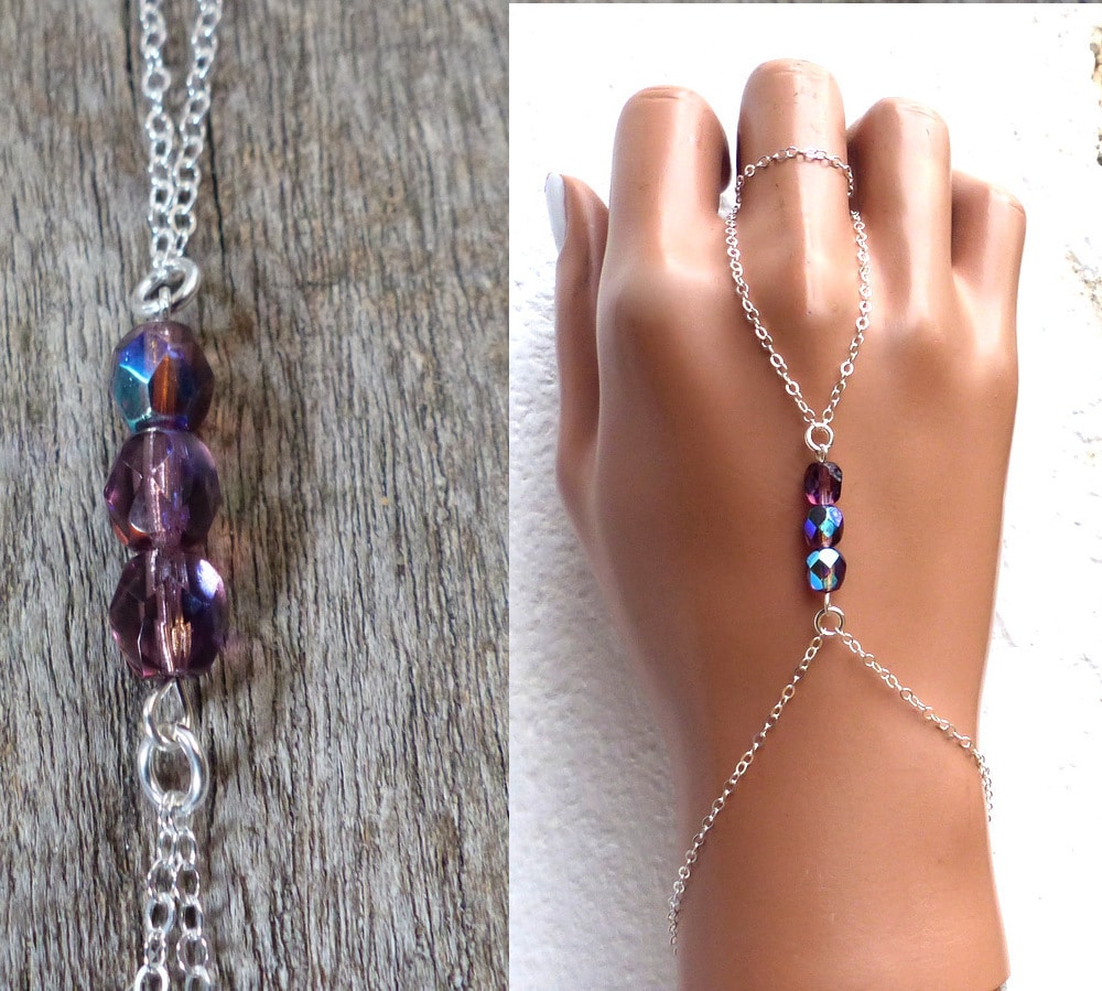 Bracelet bague swarovski argent 925 et cristal mauve – Image 13