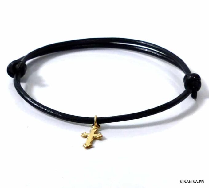 N2513tera_bracelet_cordon_cuir_croix_plaque_or